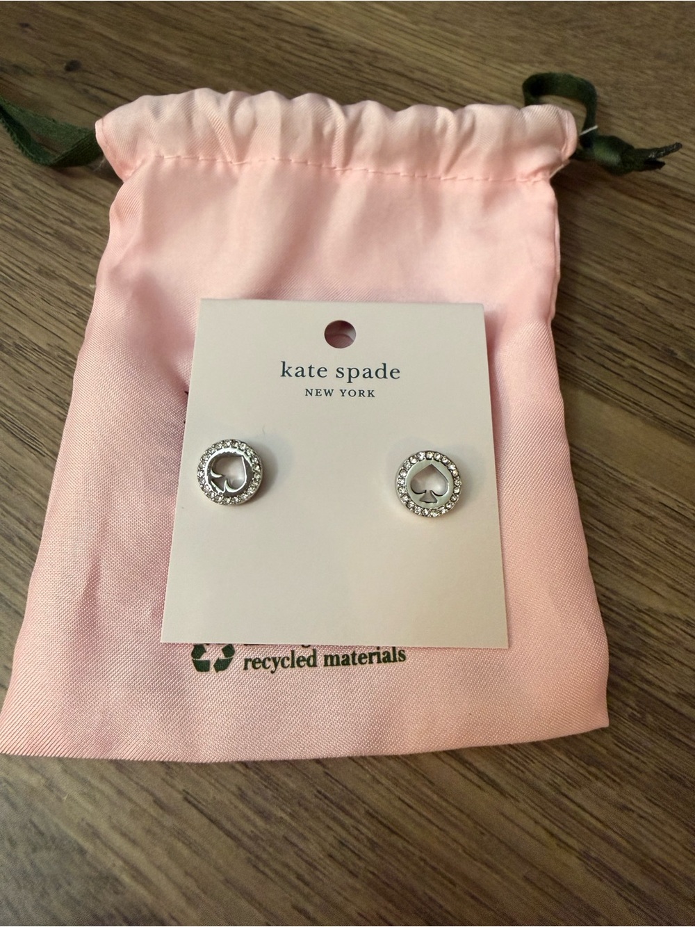 Brand new kate spade New York Silver Heart Stud Earrings - Pink Pouch